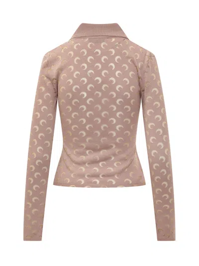 Marine Serre Moon Ofvore Long Sleeve Mini Shirt In Pink