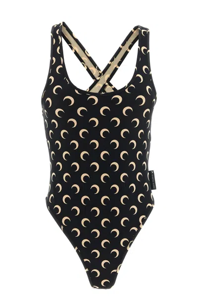 Marine Serre 'moon' One-piece Swimsuit In Black