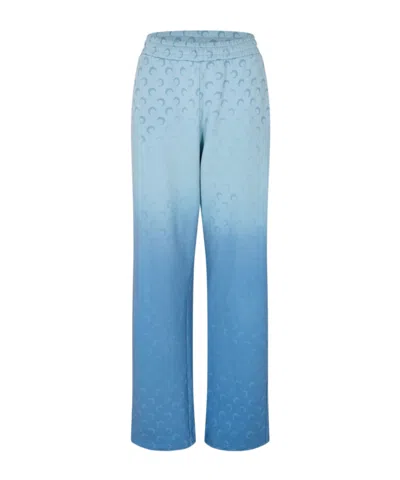 Marine Serre Moon Open Hem Woven Joggers In Blue