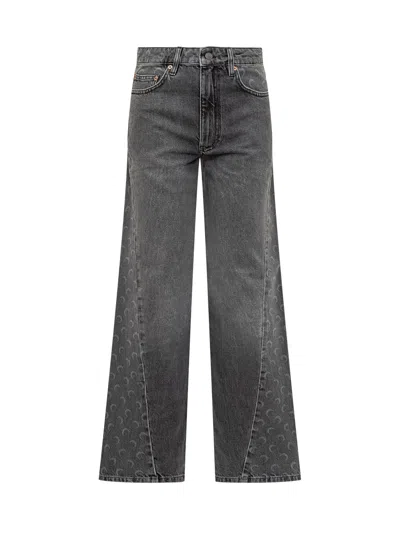 Marine Serre Moon Panel Jeans In Gray