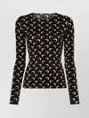 Marine Serre Black Leggings With Branded Waistband And All-over Moonogram Print In Recycled Stretch Fabric Woman