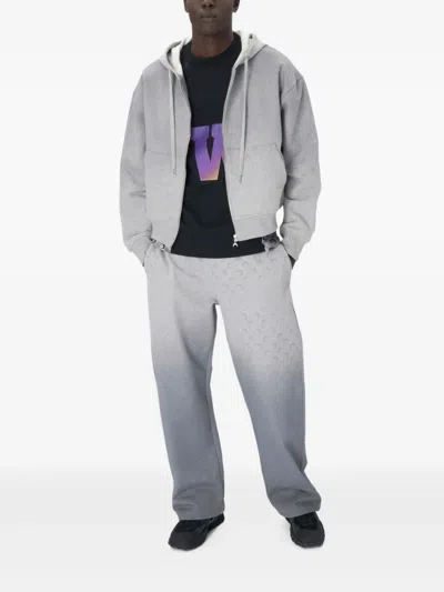 Marine Serre Moon-pattern Fleece Hoodie In Gray