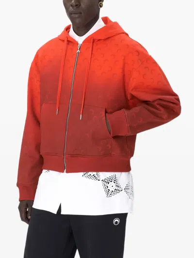 Marine Serre Red Moon Faded Fleece Zipped Hoodie