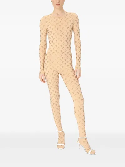 Marine Serre Moon-pattern Jersey Jumpsuit In Neutral