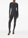 Marine Serre Black Recycled Moon Strass Jersey Catsuit