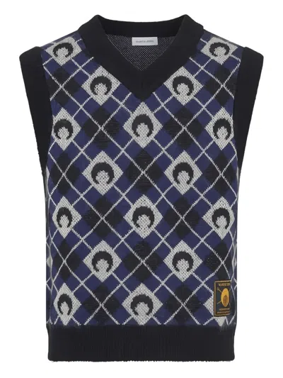 Marine Serre Moon-pattern Knit Vest In Black