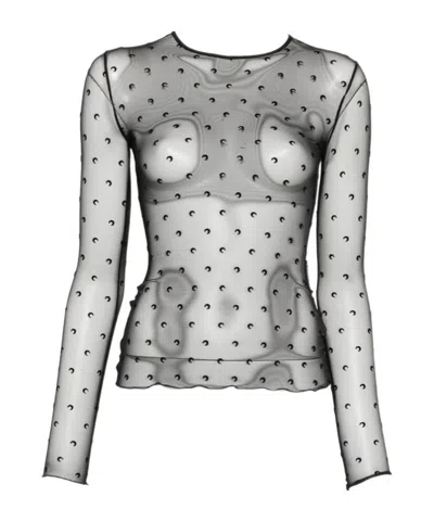 Marine Serre Moon Pattern Long Sleeve T-shirt In Gray