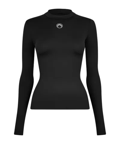 Marine Serre Moon Pattern T-shirt In Black