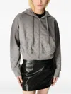 Marine Serre Moon Fleece Cropped Zipped Hoodie Woman Grey In Gray