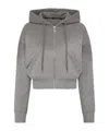 Marine Serre Moon Fleece Cropped Zipped Hoodie Woman Grey In Gray