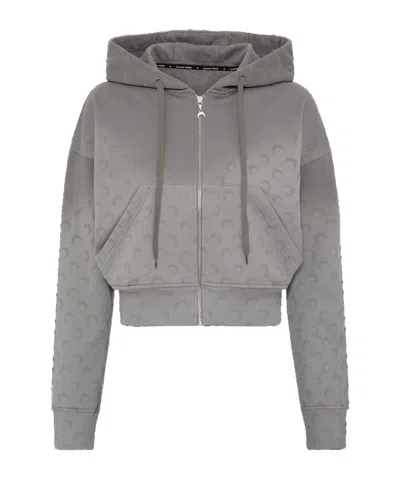 MARINE SERRE MOON-PATTERN ZIP-UP HOODIE