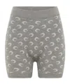 Marine Serre Allover Knit Shorts Elastic Waistband In Gray
