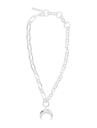 Marine Serre Regenerated Tin Moon Charms Necklace In Silver