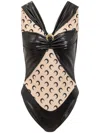Marine Serre Draped Viscose Bodysuit In Black