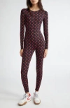 Marine Serre Black All Over Moon Jumpsuit In Black And Red
