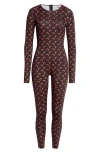 Marine Serre Black All Over Moon Jumpsuit In Black And Red