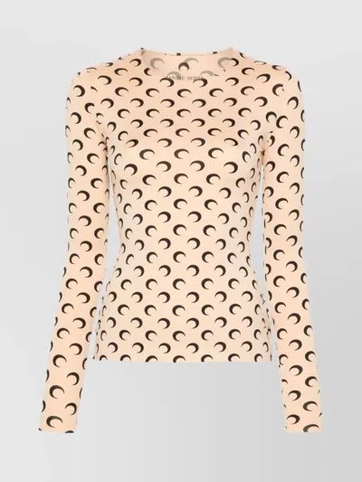 MARINE SERRE MOON PRINT CREW NECK TOP