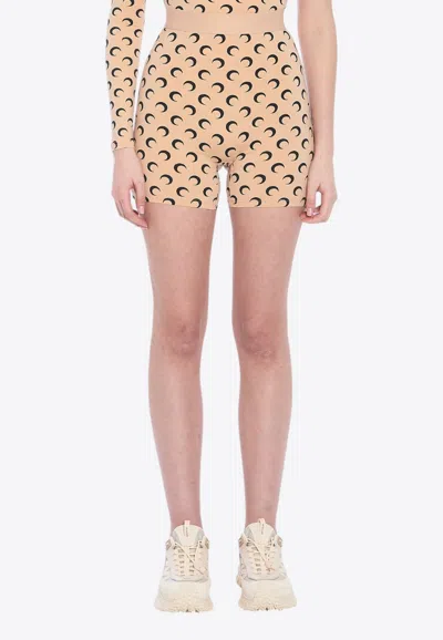 Marine Serre Moon Print Cycling Shorts In Brown