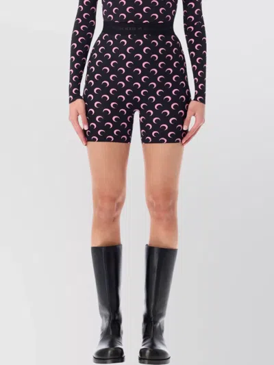 Marine Serre Moon Print Fitted Biker Shorts In Blue
