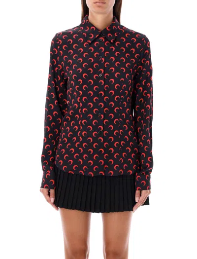 Marine Serre Logo Printed Shirt In Black