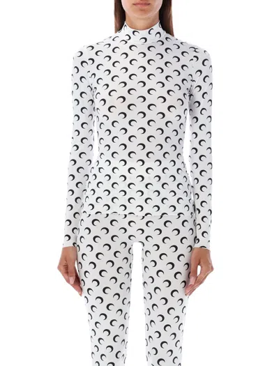 Marine Serre Moon Print High Neck Top In White