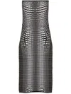 Marine Serre Gray Moon Skin Jacquard Knit Tube Midi Dress In Black