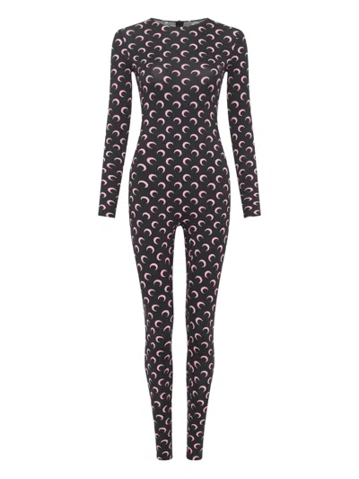 Marine Serre Jumpsuit Mit Mond-print In Black