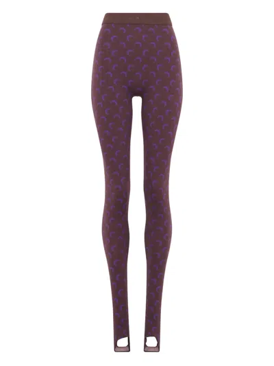 Marine Serre Moon-print Jersey Leggings In Purple