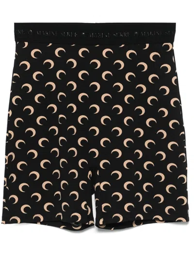 Marine Serre All Over Moon Jersey Biker Shorts In Inverse Tan