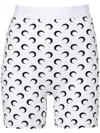 Marine Serre Womens Wh00 Optical White Moon-print High-rise Recycled Stretch-jersey Shorts In White