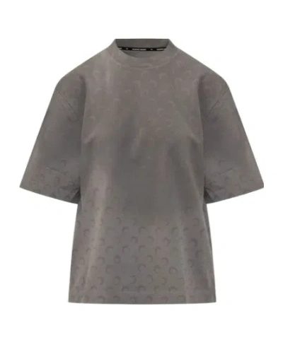 Marine Serre Moon-print Jersey T-shirt In Gray