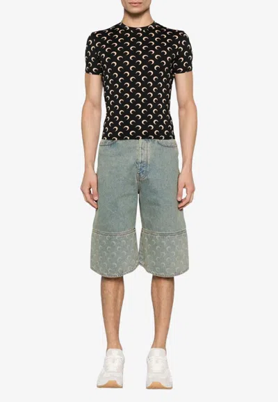 Marine Serre Moon Print Jersey T-shirt In Gray