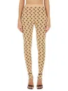 Marine Serre Moon Printed Jersey Stirrup Leggings In Beige