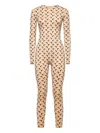 Marine Serre Moon-print Long-sleeve Catsuit In Neutral