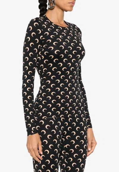 Marine Serre Moon Print Long-sleeved T-shirt In Animal Print