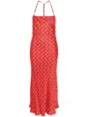 Marine Serre Red Moon Satin Long Slip Dress In 红色