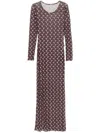 Marine Serre Brown Moon-print Mesh Maxi Dress In Braun