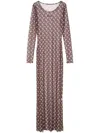 Marine Serre Brown Moon-print Mesh Maxi Dress In Brown