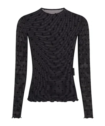 Marine Serre Moon Print Mesh T-shirt In Black