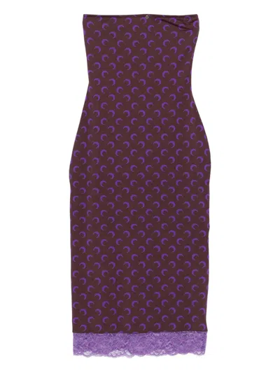 Marine Serre Moon-print Midi Dress In Purple