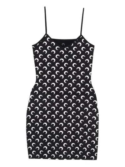 Marine Serre Moon-print Mini Dress In Black
