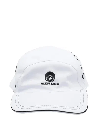 Marine Serre Moon Print Mini Hat With Front Embroidery In White