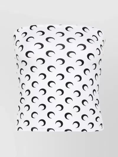 Marine Serre Moon Print Second Skin Tube Top In White