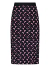 Marine Serre Mid-length Skirt With Elastic Waistband And Print In Black