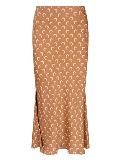 MARINE SERRE MOON SATIN MIDI SKIRT