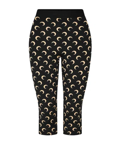 Marine Serre Moon Print Sports Shorts In Black