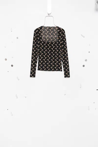 Marine Serre Moon Print Square-neck Top In Black