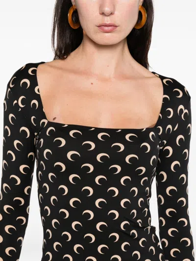 Marine Serre Moon Print Square-neck Top In Black