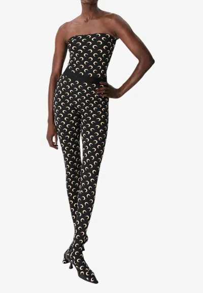 Marine Serre Moon Print Stirrup Leggings In Black