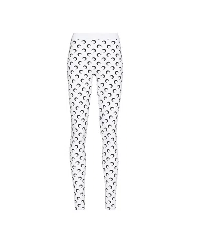 Marine Serre Crescent Moon Lycra Leggings With All-over Logo In White